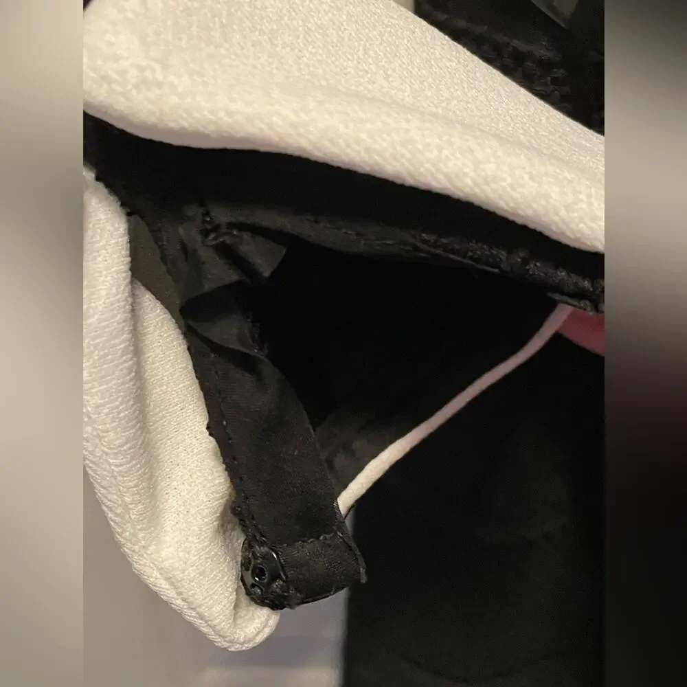 70s Black with White Cuffs & Collar Maxi Dress Medium Tall - Picture 6 of 8